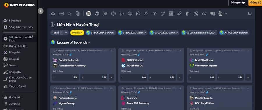 Cá cược Thể thao điện tử Instant Casino