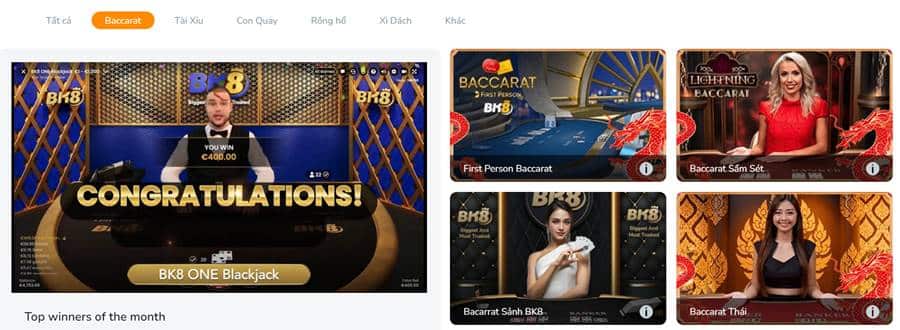 Chọn sảnh cược và biến thể Baccarat